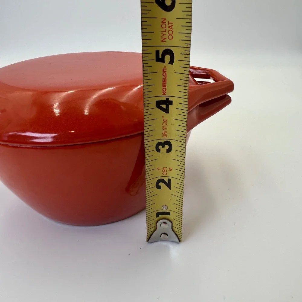 Vintage Copco Denmark Orange Enameled Cast Iron Dutch Oven Michael Lax D1 or D2